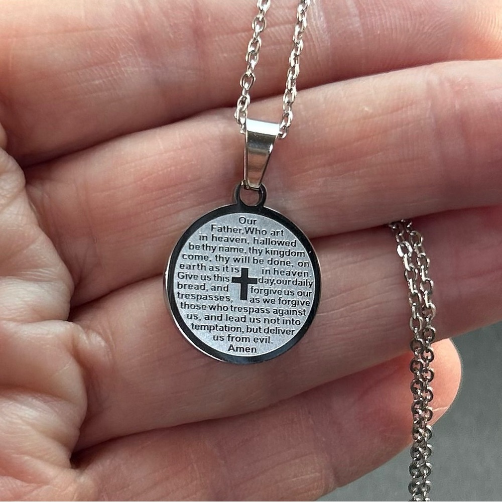 Silver Prayer Pendant Necklace